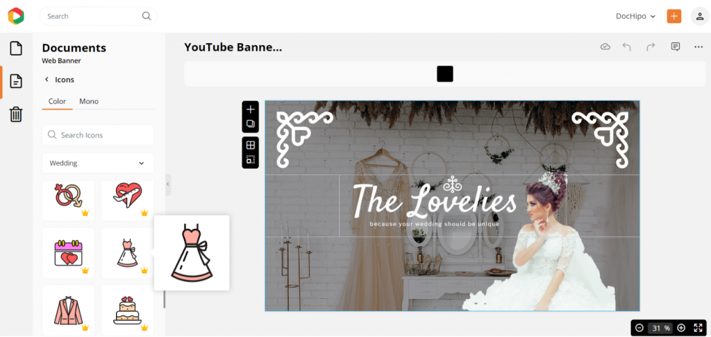 icons in DocHipo for YpuTube banner ideas