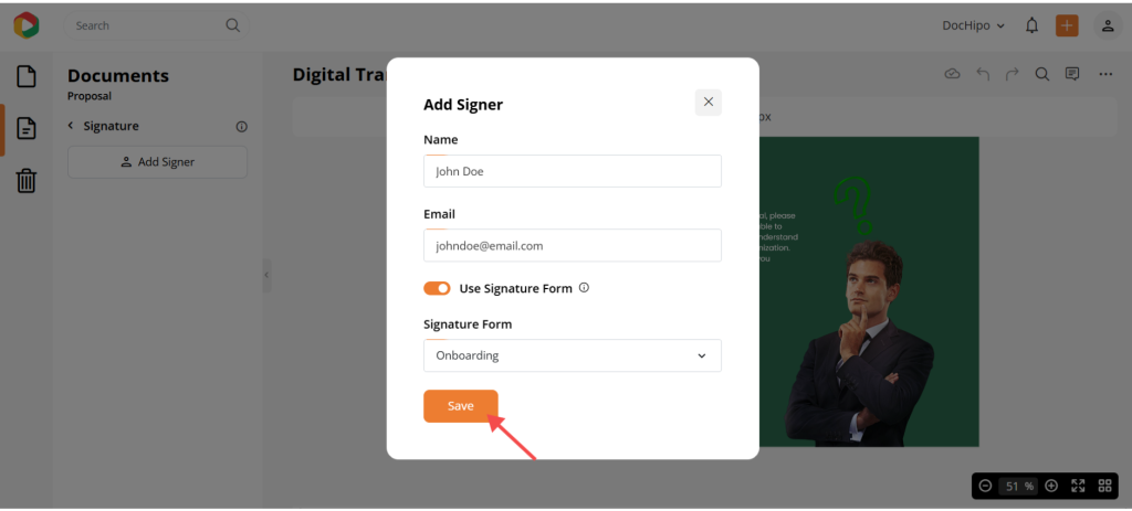 Adding e-signature in the proposal Adding e-signature in the proposal