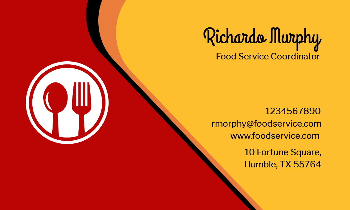 Food Service Coordinator Business Card Template