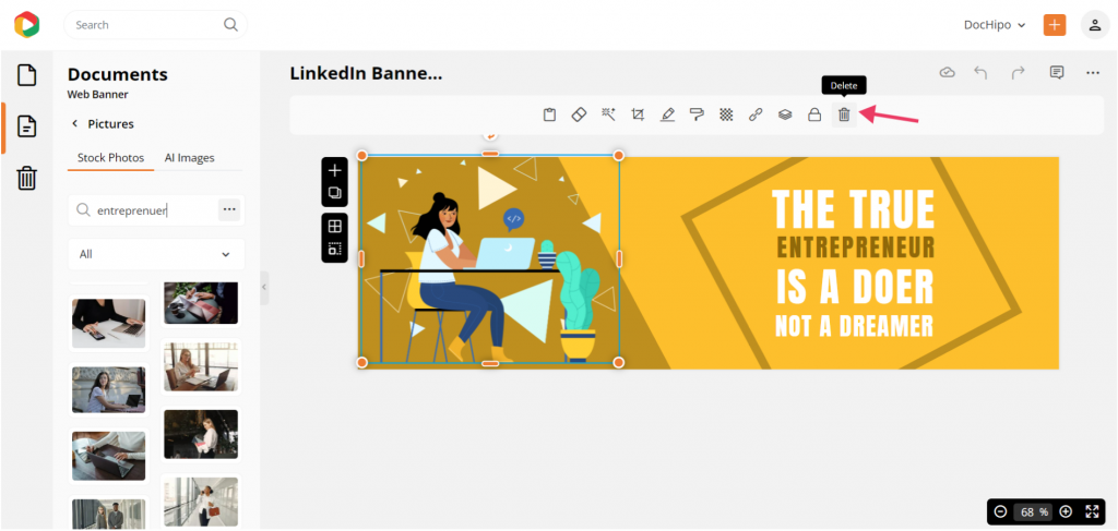 LinkedIn banner size template editing
