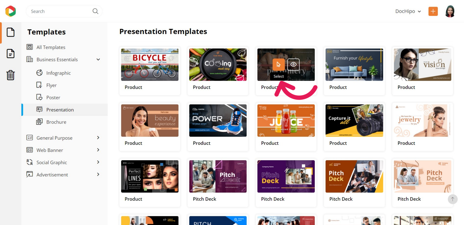 Select Presentation Template