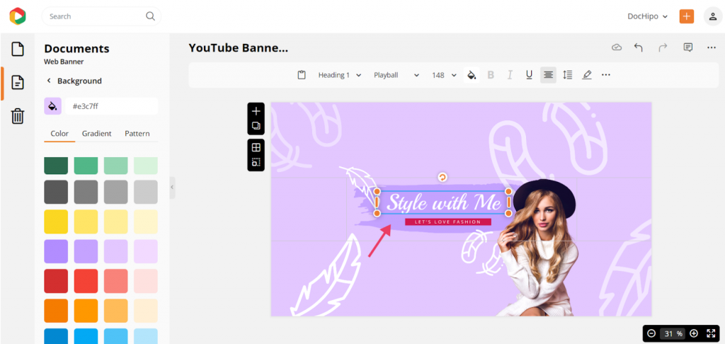 YouTube banner idea template editor