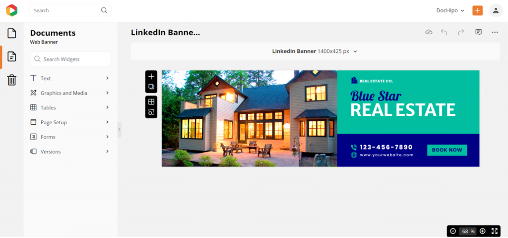 real estate LinkedIn banner template editor