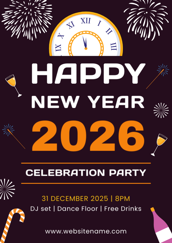 New Year Poster Template with a Countdown Clock