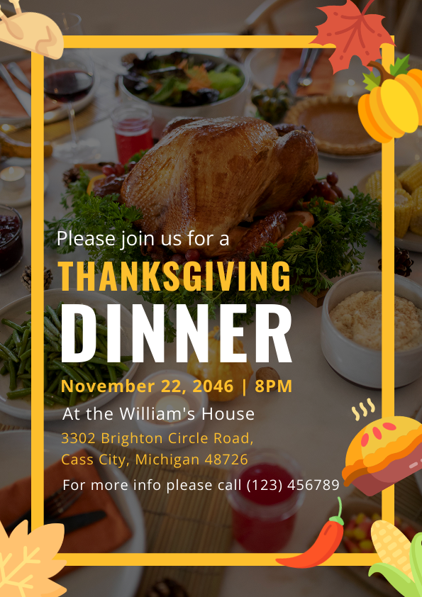 thanksgiving poster with rectangle border