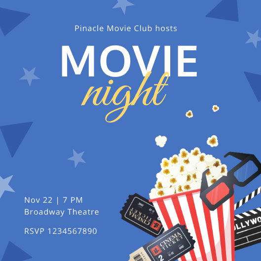 Movie night invitation cards