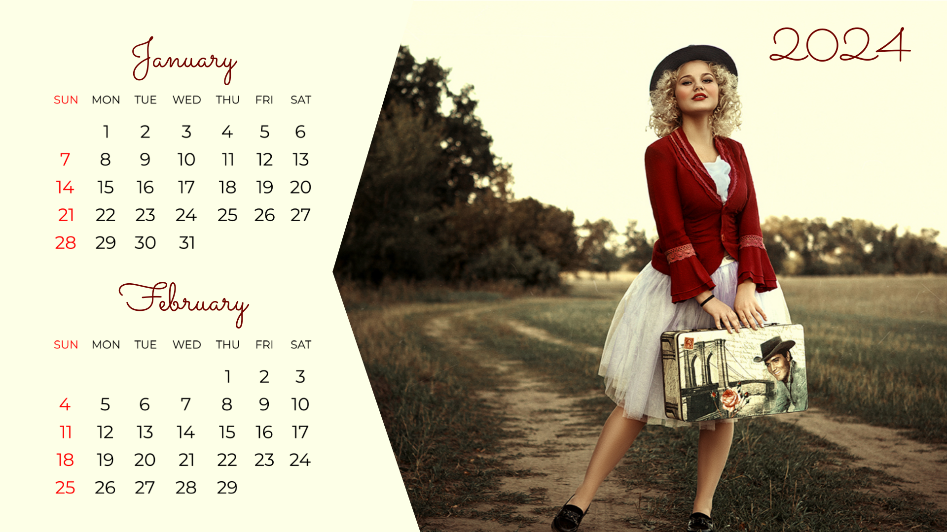 Fashion Calendar Template with Stylish Fonts