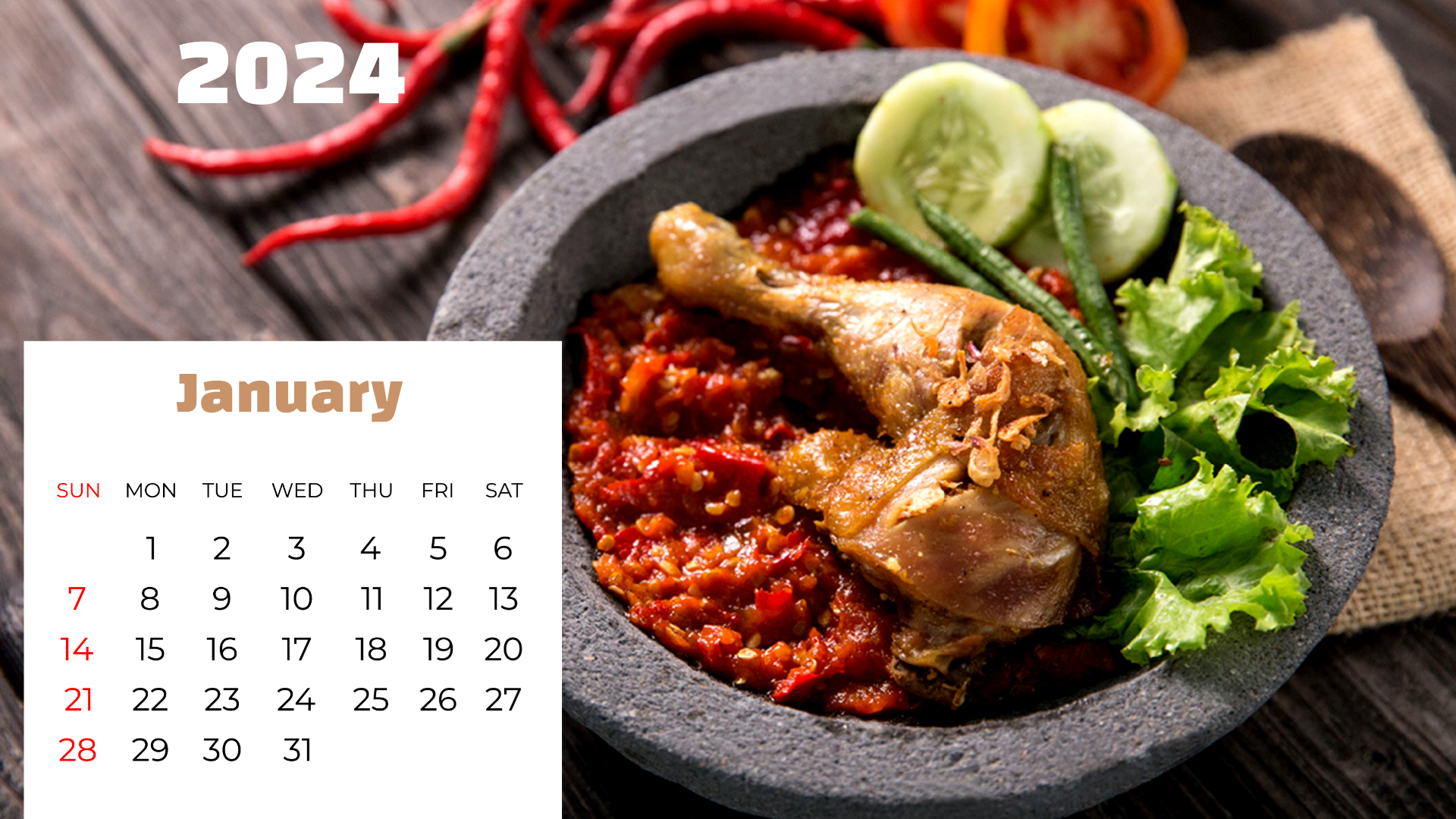 Food Calender Template with Mouthwatering Picture