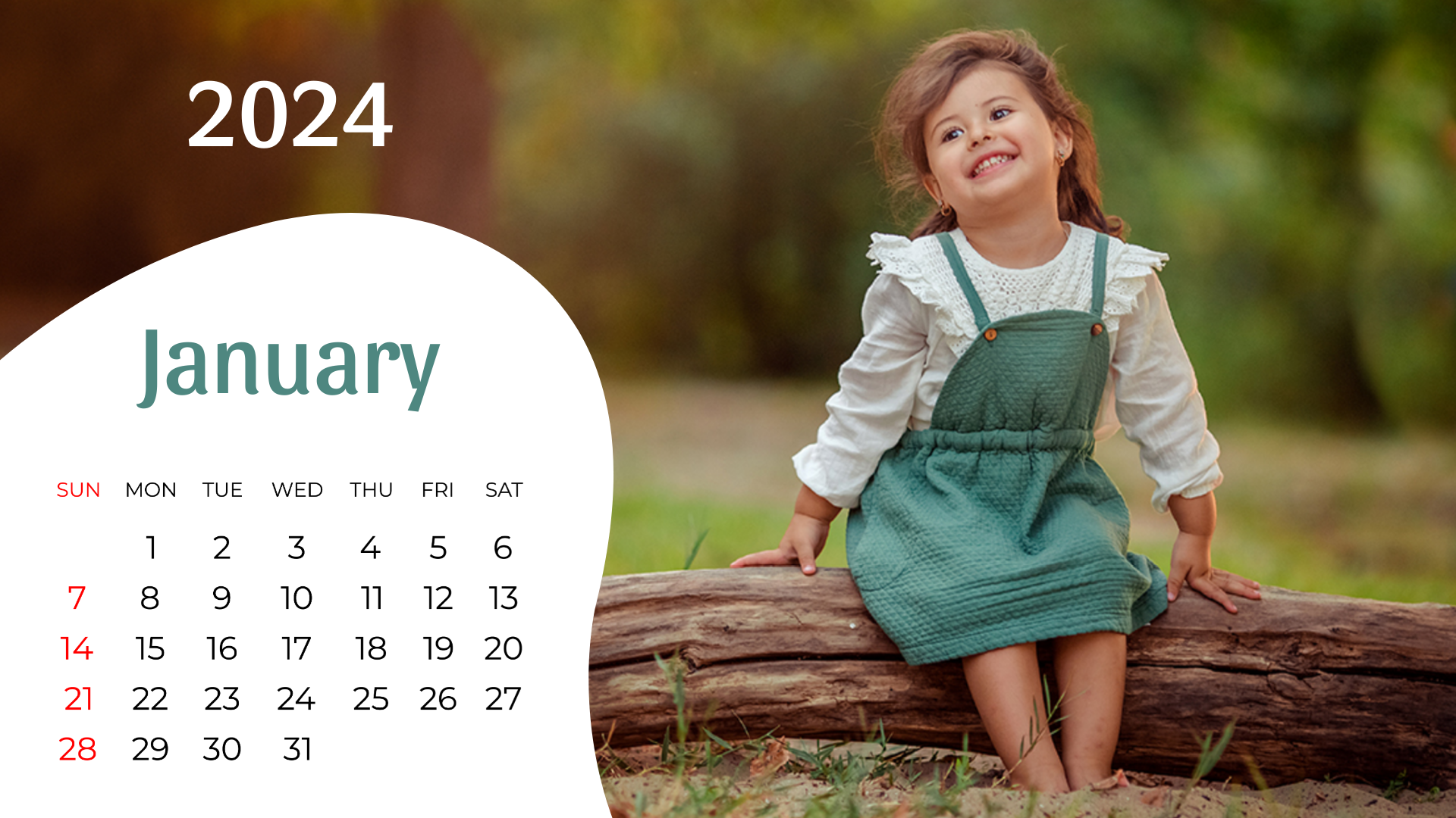 Kids Calendar Template with Creative Layout