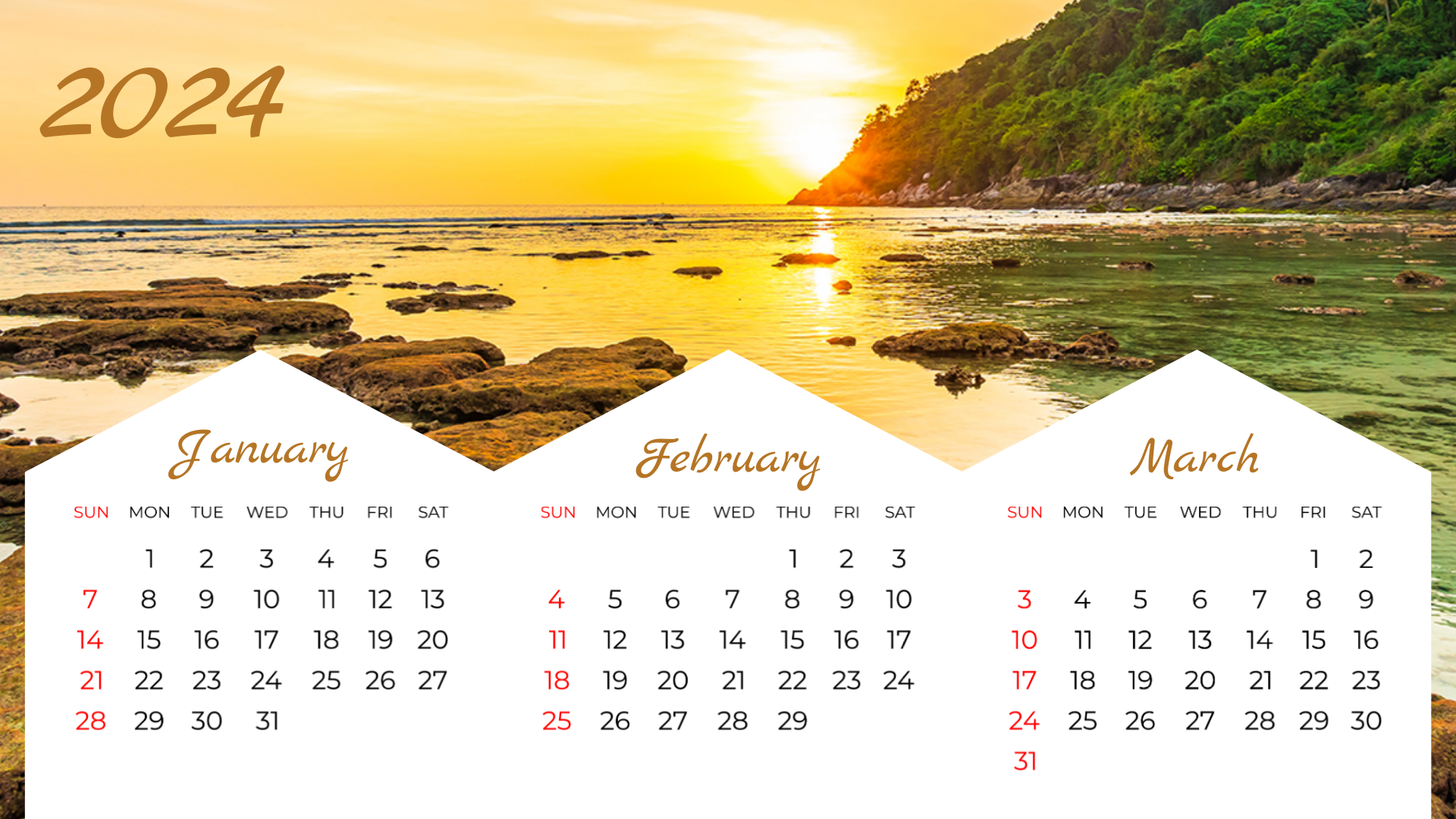 Nature Calendar Template with Beautiful Fonts