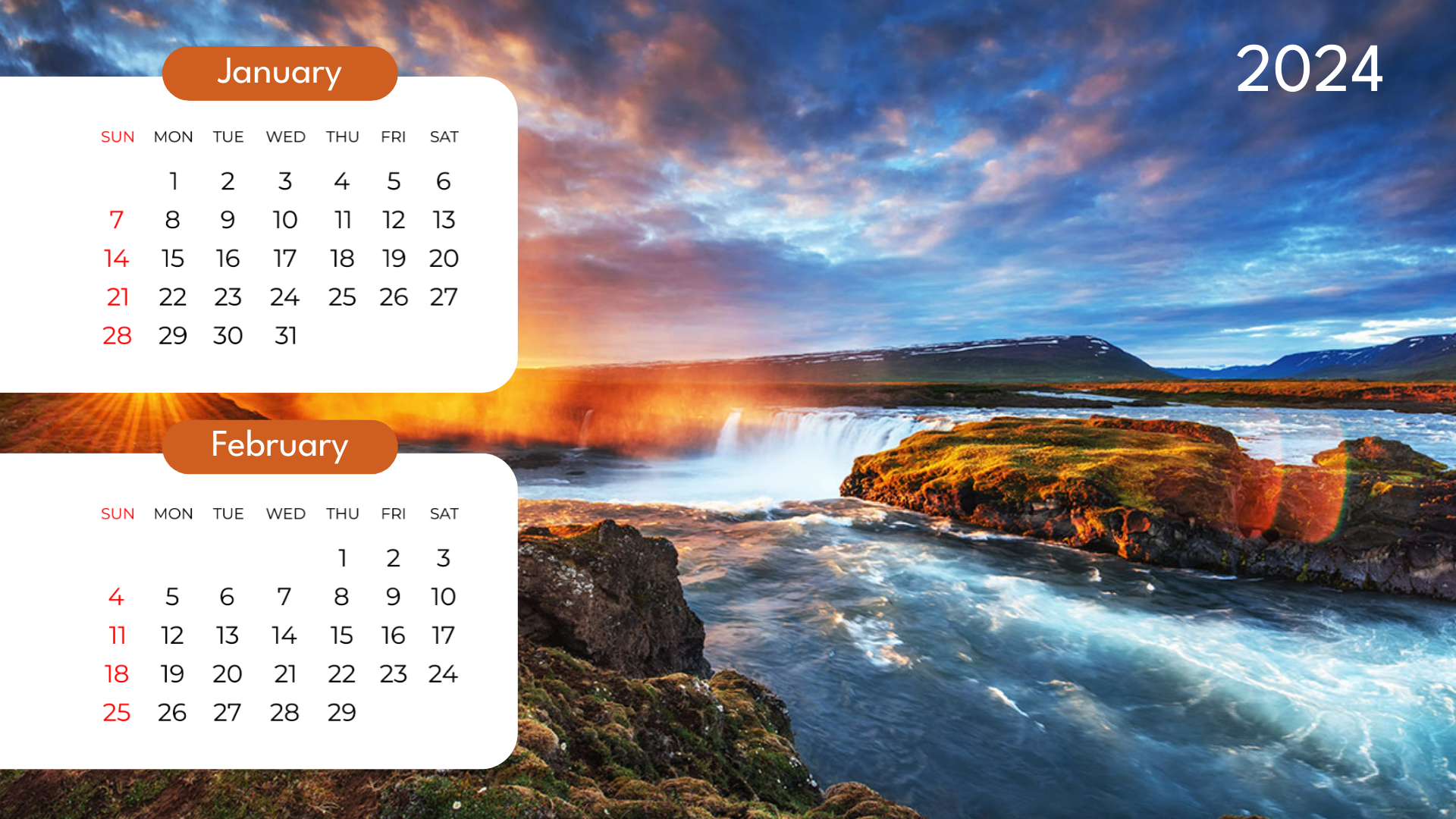 Travel Calendar Template with Beautiful  Background Picture