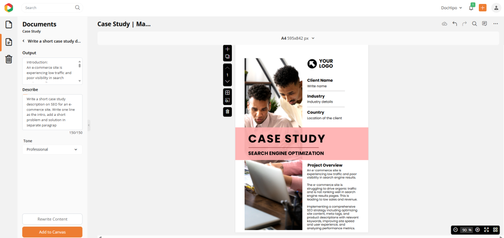 AI Writer (AI tools) in DocHipo