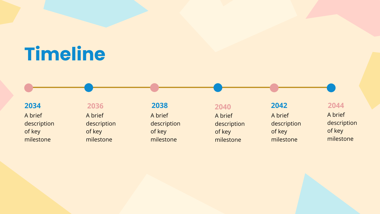 Business presentation slide with timeline 