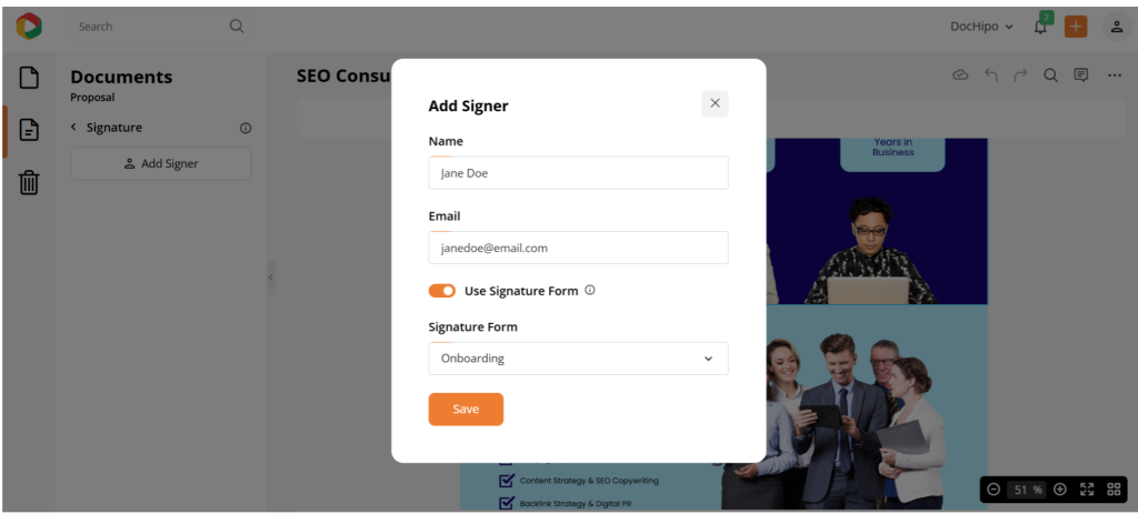 DocHipo proposal e-signature