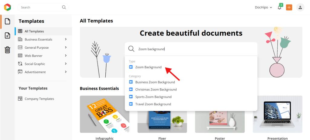 Zoom background templates in DocHipo Zoom background templates in DocHipo