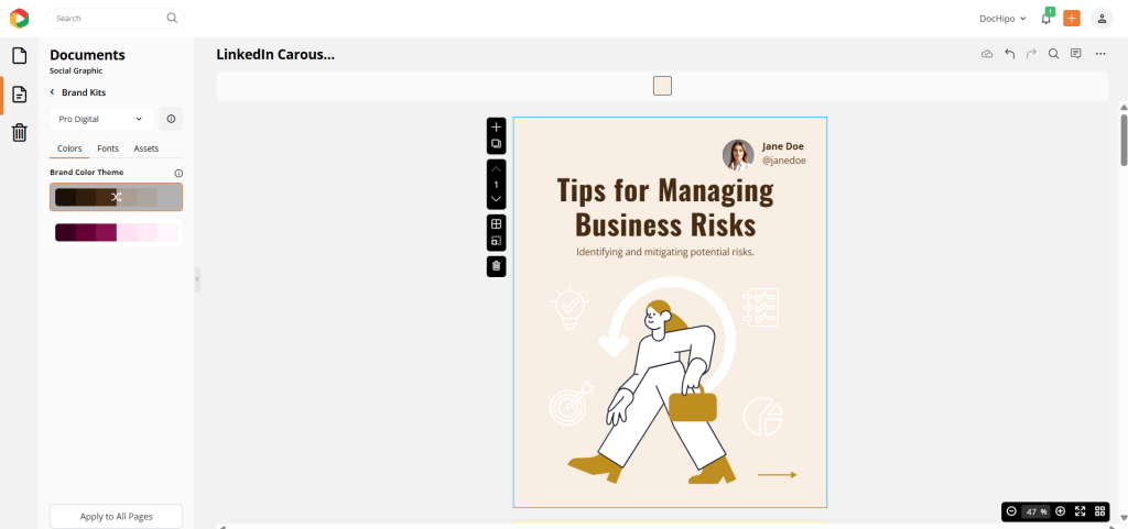 LinkedIn Carousel customization with DocHipo brand kit
