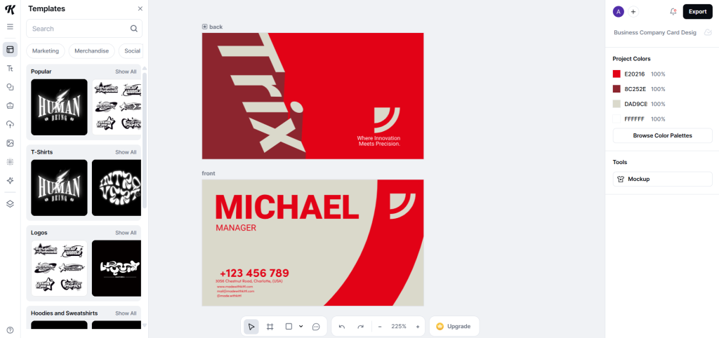 Kittl business card maker