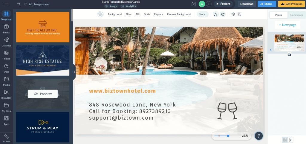 Visme business card maker