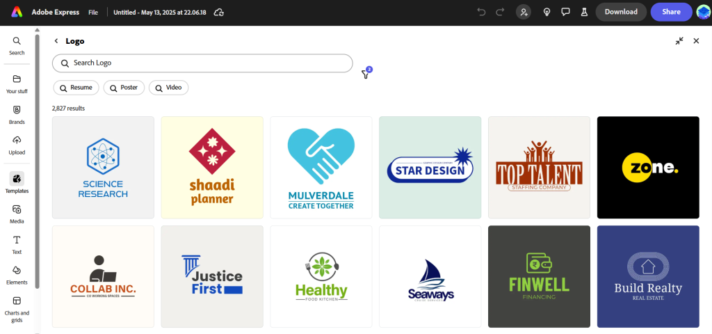 Adobe Express logo templates