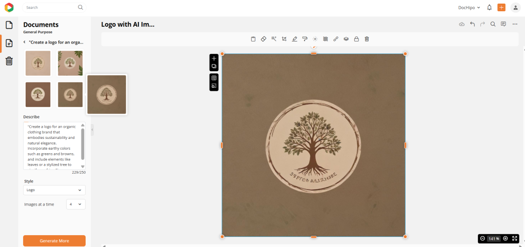 Create logo with DocHipo AI Image tool