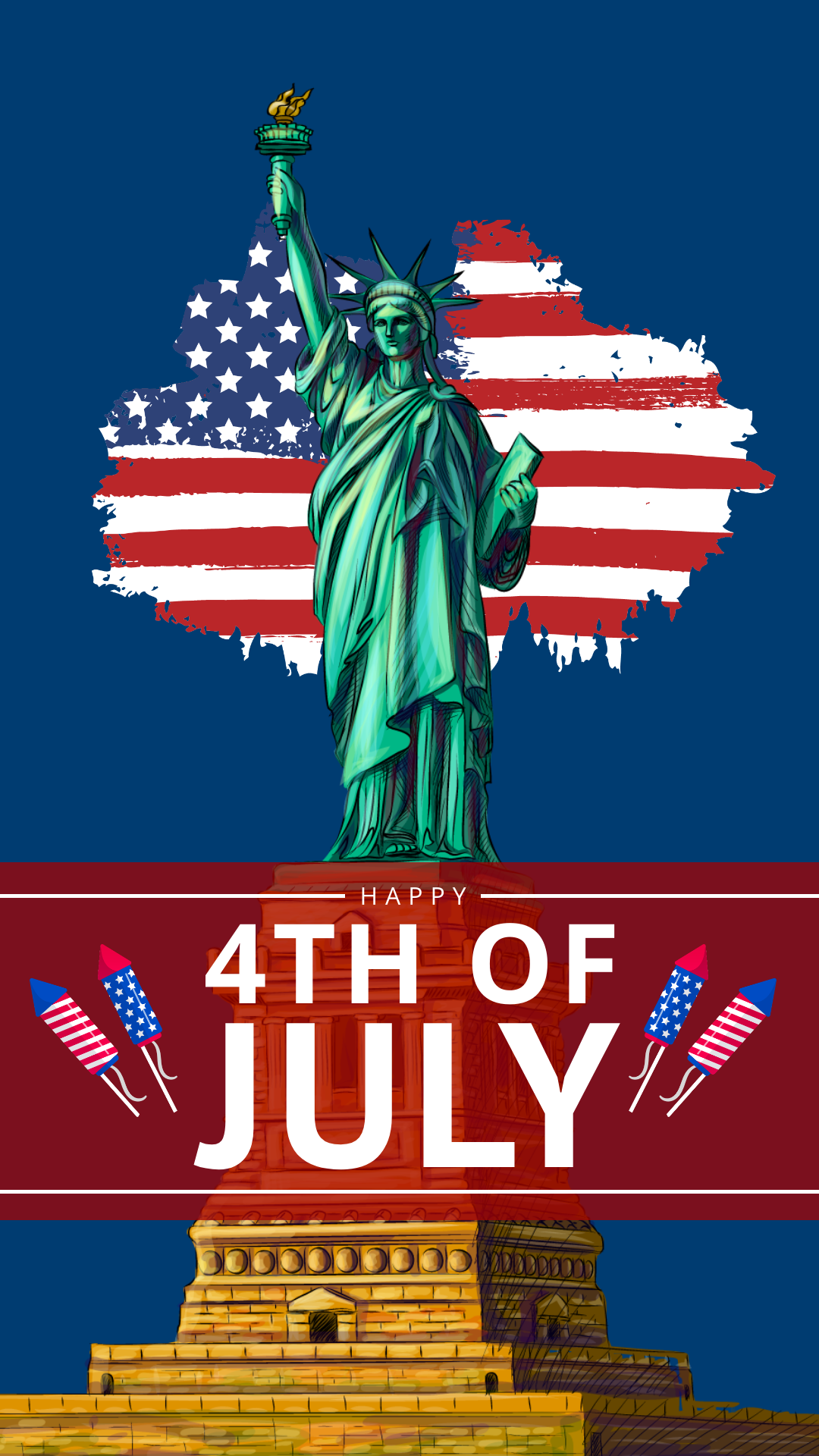 4th of July fireworks design -IG story template in DocHipo