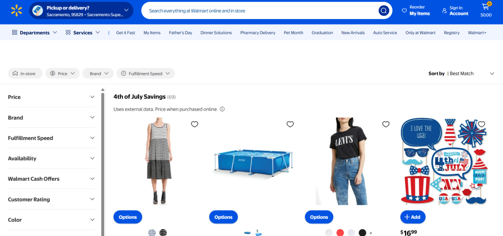 4th of July sales at walmart
