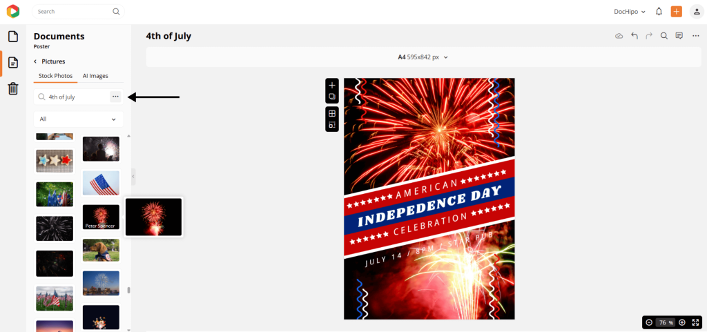 4th of July stock images in DocHipo