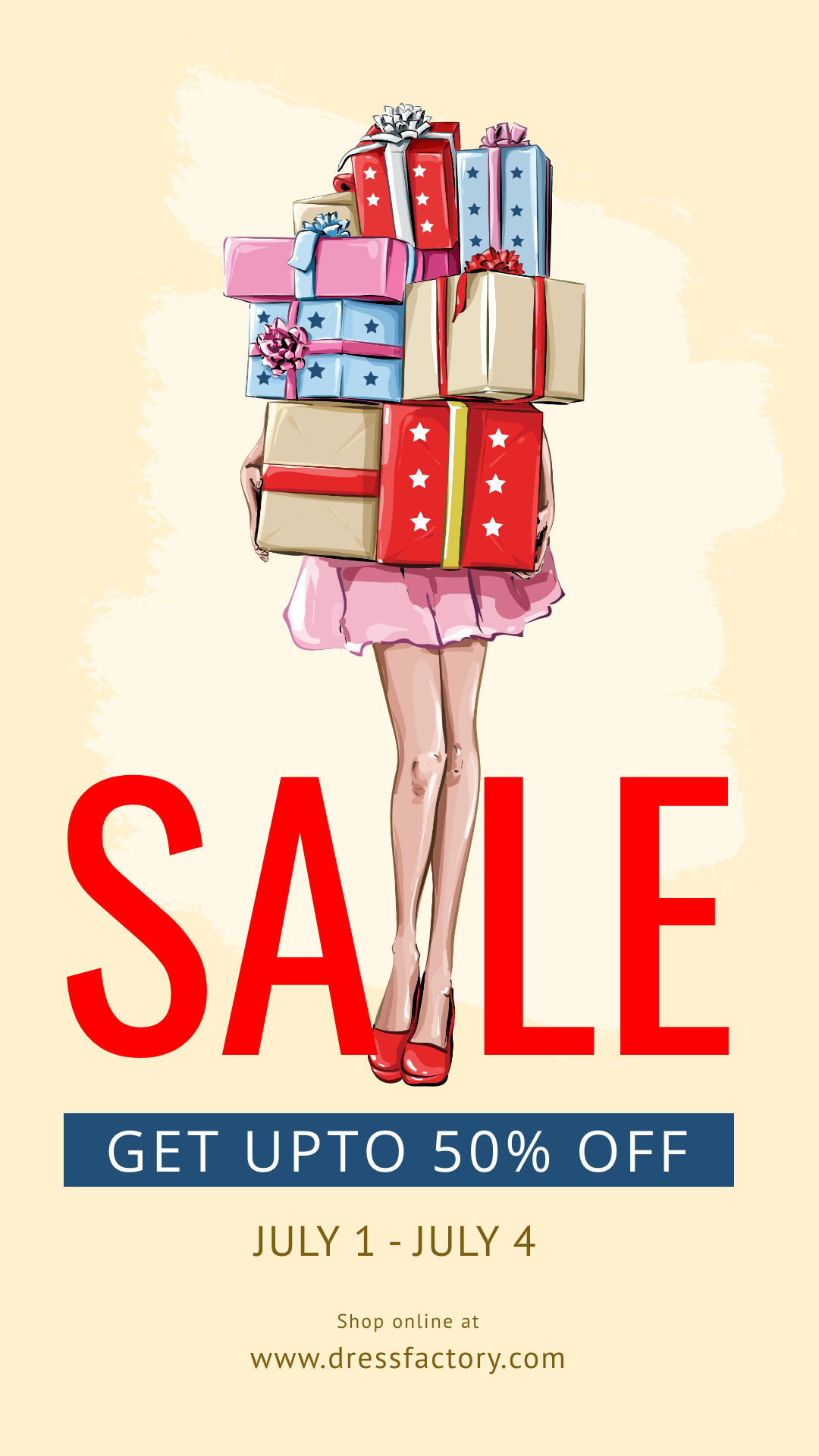 4th of July weekend sale template for IG story in DocHipo
