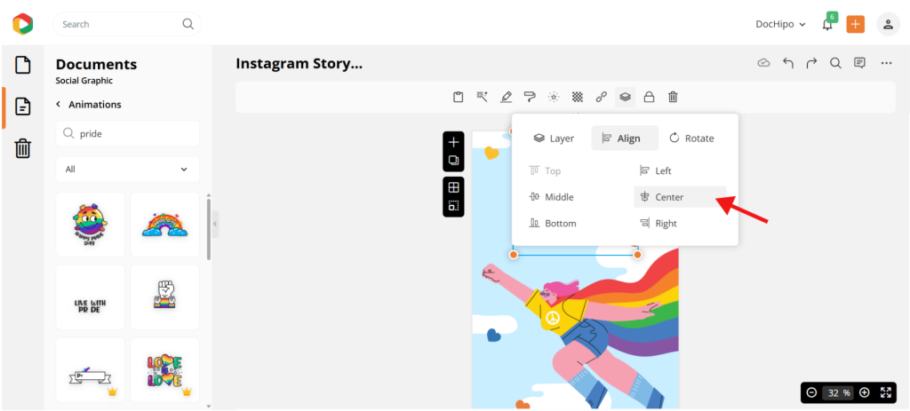 Pride month graphics customization in DocHipo Pride month templates alignment in DocHipo