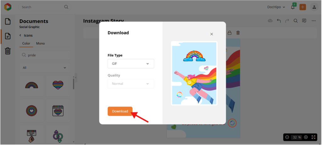 Pride month graphics download in DocHipo