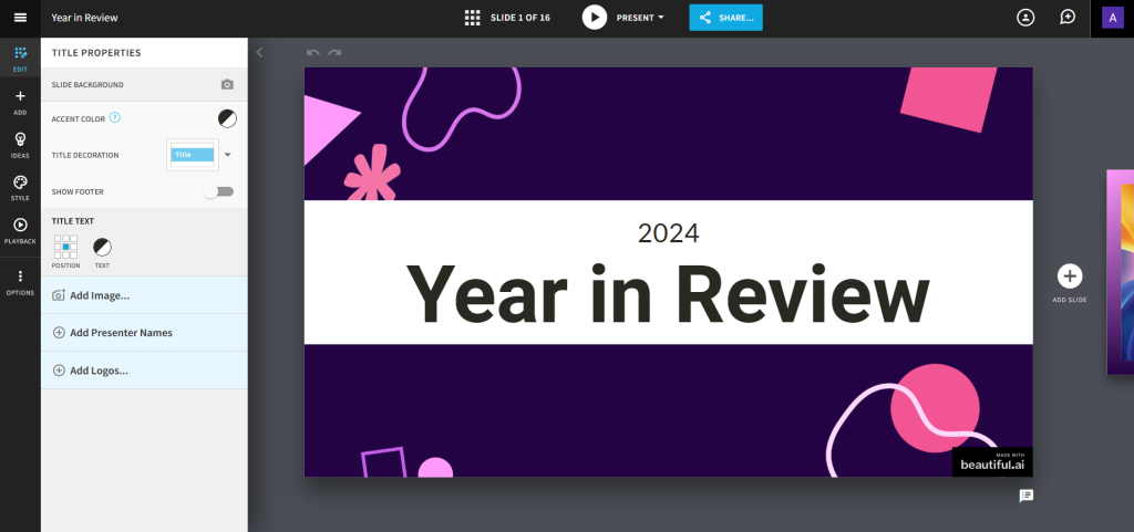 Beautiful.ai - Prezi alternatives