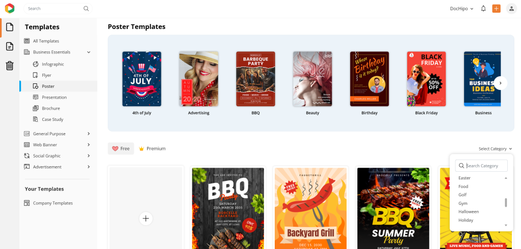 DocHipo premium templates for various industries and occasions