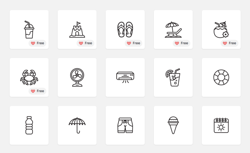 summer vector graphics- DocHipo mono icons