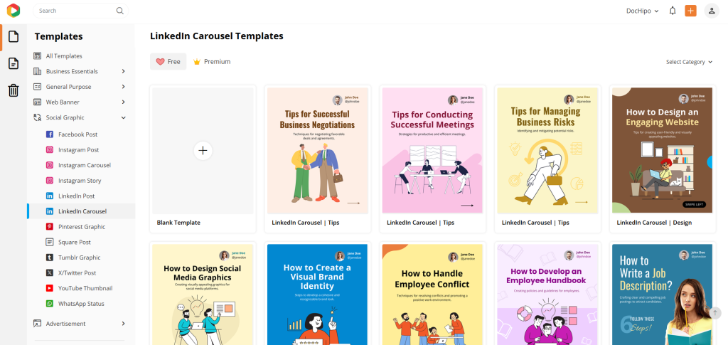 Free and premium DocHipo templates