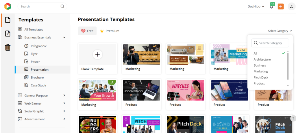 DocHipo templates Piktochart vs Canva vs DocHipo templates