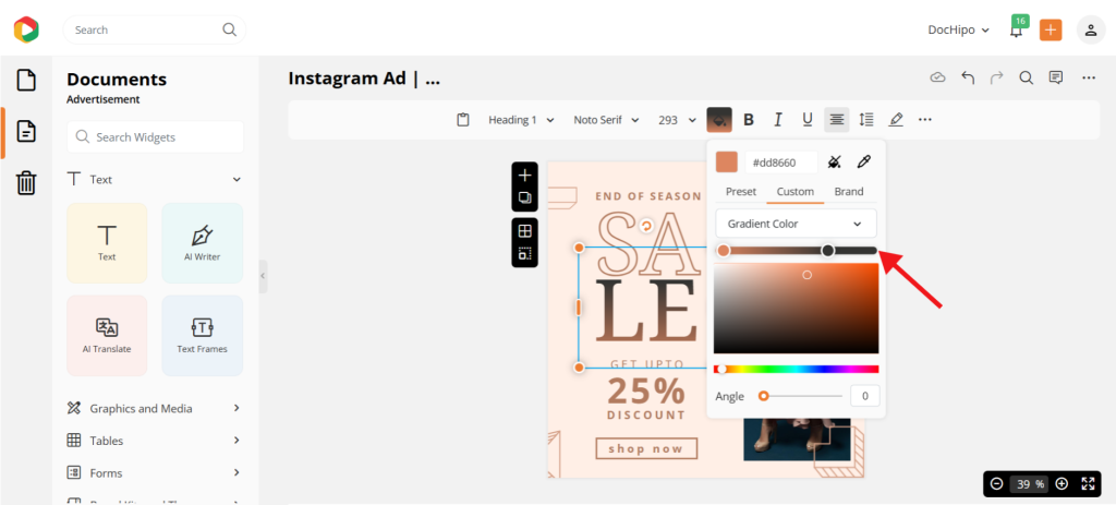 Piktochart vs Canva vs DocHipo text color Piktochart vs Canva vs DocHipo text color