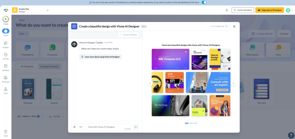 Visme AI designer