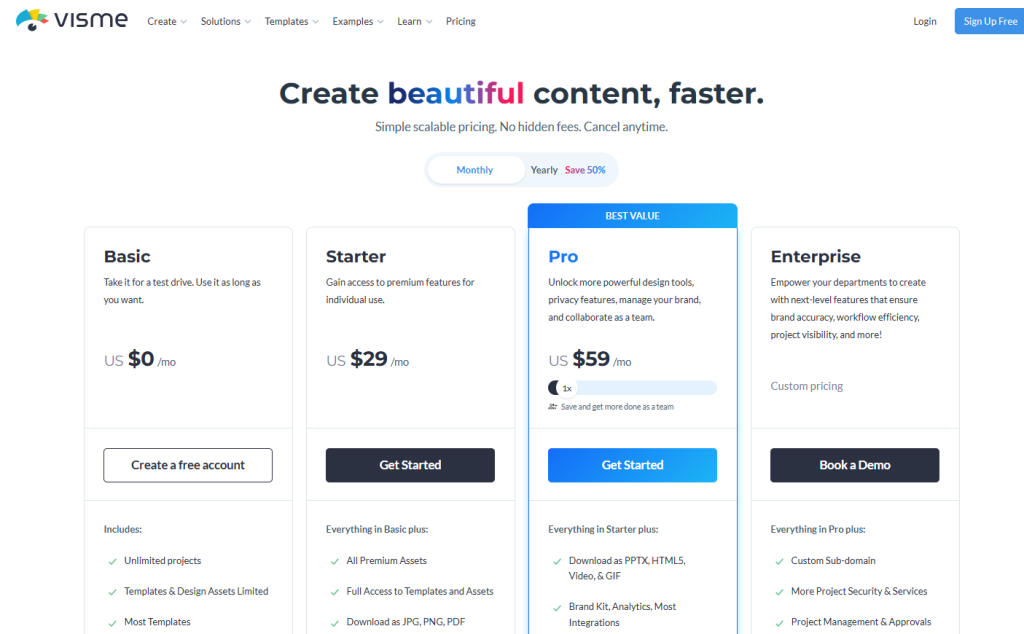 Visme pricing
