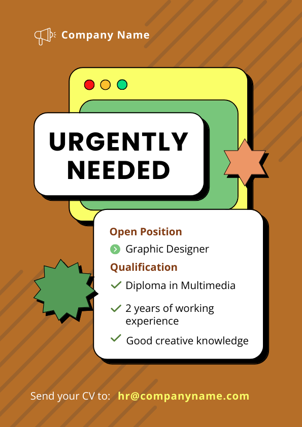 Bold pop-up layouts in DocHipo hiring flyer