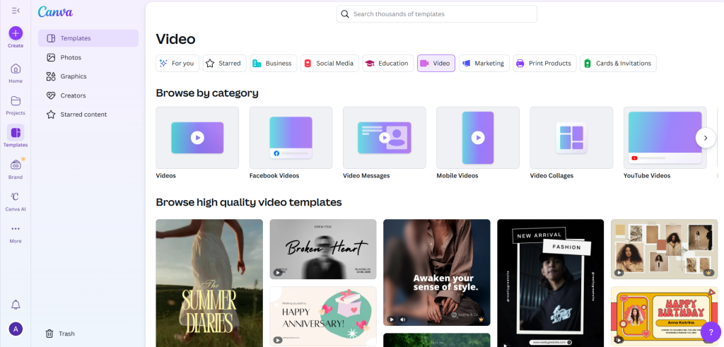 Canva video templates