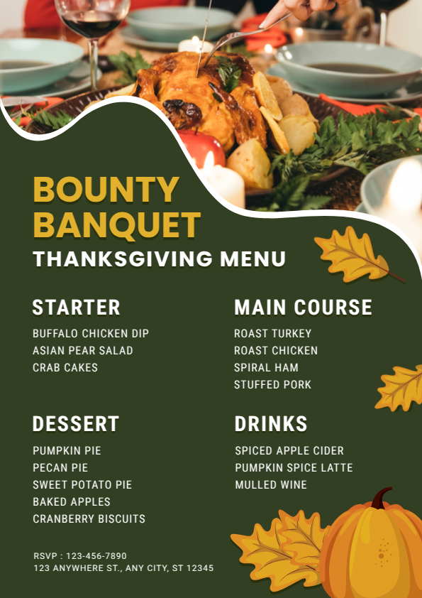 Banquet dinner menu design