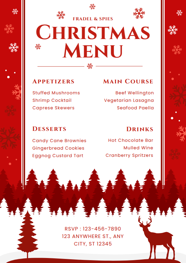 Christmas-special menu design template with iconic red and white illustration