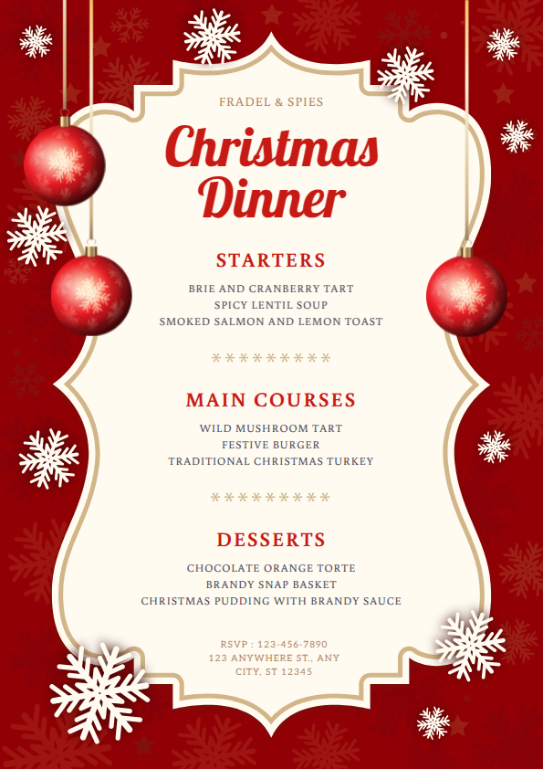 Christmas-special menu design with motifs and accented colors