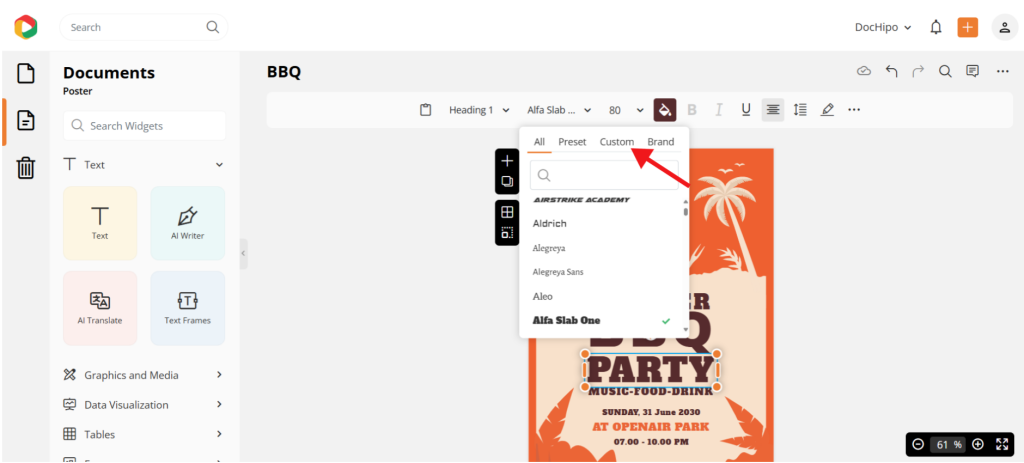 DocHipo text customization DocHipo text customization