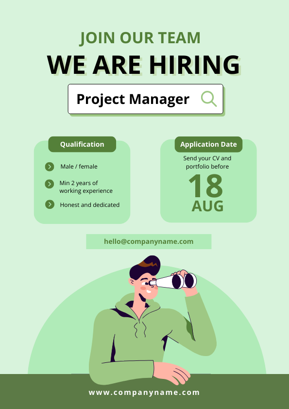 Earthy Green Color Pallet for Eye-Soothing We're Hiring Flyer in DocHipo