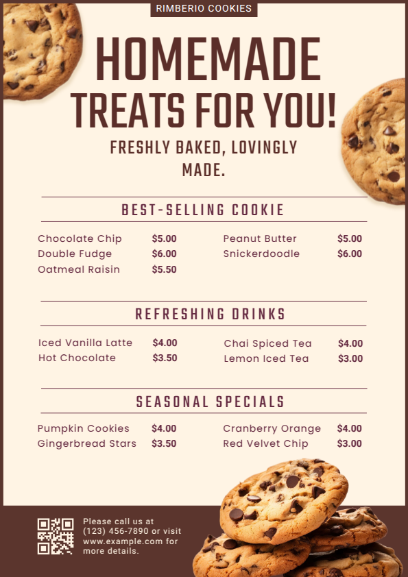 Homemade Dessert Menu Card Template