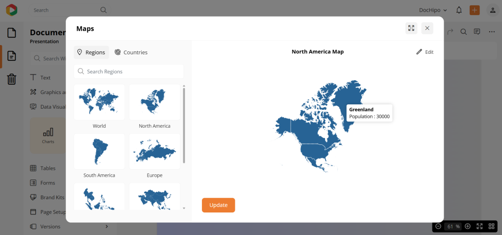 Interactive maps in DocHipo