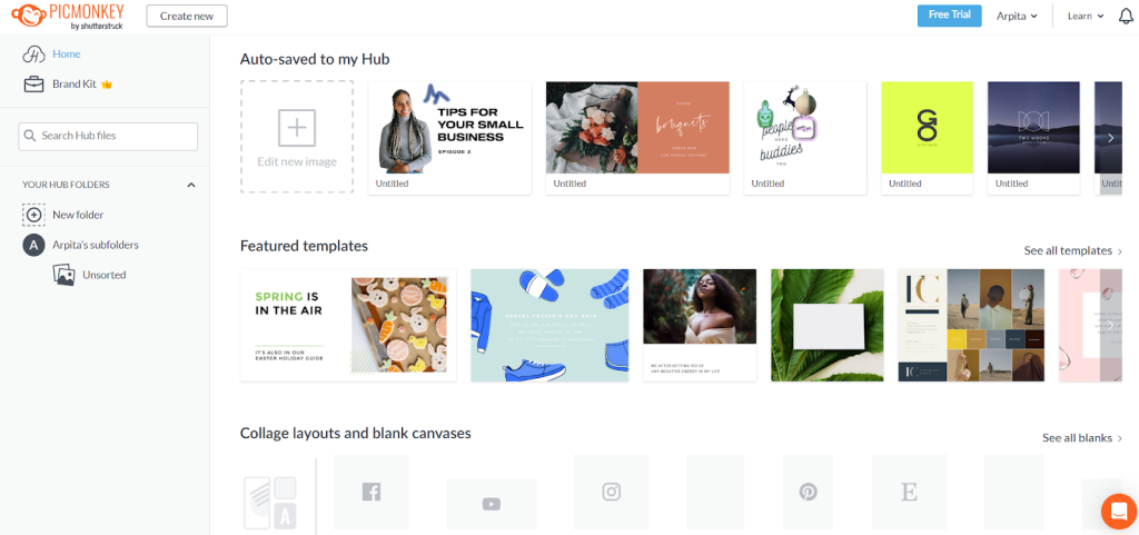 PicMonkey interface