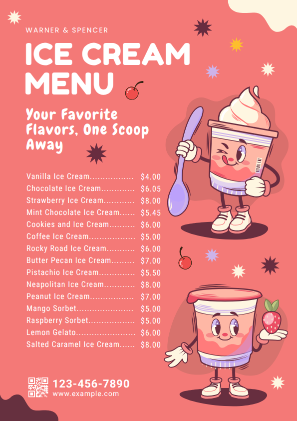Playful menu card design for kid-friendly food joints