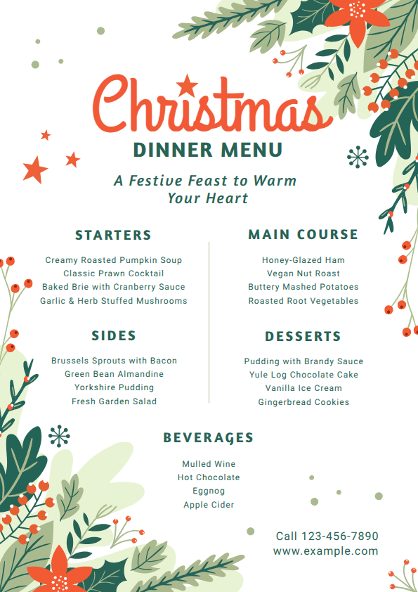 Themed dinner menu card for restaurants